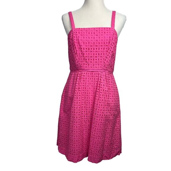 Crown and Ivy 10 Women's Pink Eyelet Removable Straps Fully Lined Cotton Dress - Picture 1 of 11